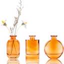 WHJY Amber Glass Vase Set of 3, Decorative Flower Vases for Centerpieces, Colored Bud Vases, Small Geometric Vases for Wedding, Home Dcor