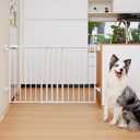 Babelio 31.5-55" No Bottom Bar Baby Gate Extra Wide, 2-in-1 Auto Close Dog Gate for The House, Stairs and Doorways, with Large Walk Thru Door, White (31.5-55" W, 28" H)