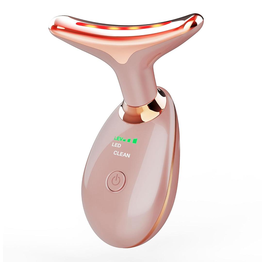 MCSYPOAL 7-in-1 Deplux Face Neck Massager for Daily Skin Care Routine, Portable Facial Massager, Skin Care Tool, Rose Gold