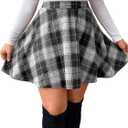 MakeMeChic Women's Plus Size Plaid Mini Skirt High Waisted Aline Flare Pleated Skirt (XX-Large Plus, Plus Dark Grey)