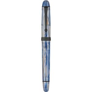 Asvine V126 Vacuum Filling Fountain Pen Blue Swirl Acrylic, Medium Nib Large-Capacity with Gift Case