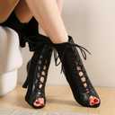 YYTing Women Suede Ballroom Dance Boots Latin Salsa Dress Shoes Practice Footwear 2.5inch 3.5inch Heels YT22 (Black)