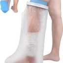 Waterproof Leg Cast Cover for Showering with Non-Slip Bottom, Reusable Adult Half Leg Cast Protector Cast Bag for Shower Leg Ankle Foot After Surgery Bandage Dressing Wound Burns