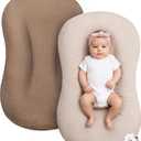 Muslin Baby Lounger Cover 2 Pack, Cotton Soft Breathable Infant Nest Slipcovers, Envelope Closure, Compatible with Snuggle Me Loungers, Machine Washable, Cover Only, for Boys Girls(Brown & Beige)