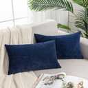 GAWAMAY Lumbar Support Pillow Decorative Rectangle Throw Pillow Covers 12"x20" Inch Set of 2, Soft Chenille Pillowcase for Living Room Bedroom Sofa Couch Cushion Cover Navy Blue 30x50cm (ONLY Covers) (20" x 12" (Pack of 2))