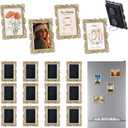Wonderjune 12 Pcs Vintage Mini Picture Frames Bulk for 2" x 3" Size Picture DIY Magnetic Fridge Magnets Small Gold Ornate Photo Frame Antique Table Decor for Wedding Party Menu(Retro)