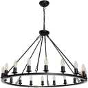 Goozegg 36 inch Wagon Wheel Chandelier 18 Lights Modern Farmhouse Ceiling Light Fixtures for Dining Room Living Room Hallway Entryway Foyer, Black