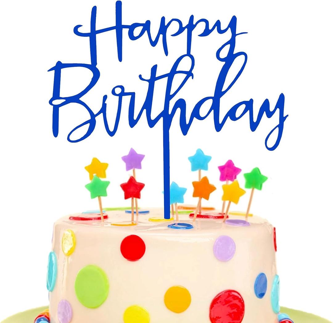 Cake Toppers Blue Happy Birthday Acrylic Cake Topper Deep Blue Birthday Party Supplies Party Cake Decorations