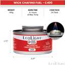 LeoLight 4-Hour Chafing Fuel, 5.6oz Diethylene Glycol Cans with Spill-Proof Wick & Resealable Lid, Odorless & Smokeless Food Warmer Fuel for Buffets, Catering, Events, Parties (24)
