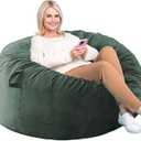 Bean Bag Chairs, Memory Foam Stuffing Bean Bag Chair for Adults/Teens/Kids, Velvet Lazy Sofa Furniture with Removable High-Rebound Memory Foam for Living Room Bedroom College Dorm (Medium (34x34x22In)) Dark Green