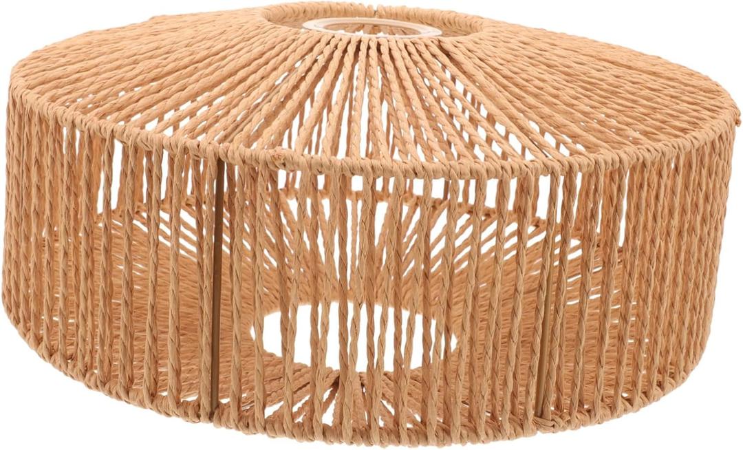 Cabilock Woven Lamp Shade Decorative Light Cover Vintage Paper Rope Design for Chandelier for Kitchen Living Room Restaurants and Cafes Pendant Light Shade
