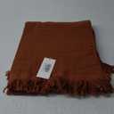 Simple&Opulence Cotton Muslin Throw Blanket for Bed, Couch, Knit Woven Gauze Blanket with Tassels, Soft Lightweight Cozy Pre-Washed Breathable Farmhouse Decoration for All-Season (Rust Orange)