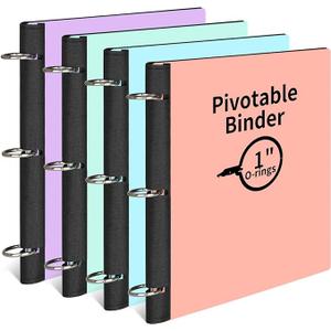 LETVPVOW 4 Pcs 360Â° Pivotable 3 Ring Binder, Soft 1 inch Binders 3 Ring, Flexible Thin Soft Three Ring Binder Fits 8.5" x 11", for Home, School and Office-Blue, Green, Pink, Purple