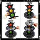 3-Tier Race Car Theme Cupcake Stand Racing Birthday Party Decoration Round Cardboard Cupcake Stand for Cars Birthday Decorations Race Car Party Supplies