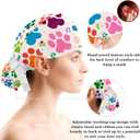 Womens Working Cap Scrub Hats with Bow Scrunchies, Cute Colorful Dog Silhouette Bouffant Surgical Cap Ponytail Holder (L)