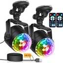 [2-Pack] Disco Ball Party Lights Sound Activated Suction Cup Stand & Remote, Strobe DJ Lights for Valentines Day Decorations Mardi Gras Birthday White Elephant Gifts Home Dance Party Supplies