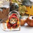 Welcome Fall Pumpkin Decor Fall Decorations for Home Cute Autumn Thankful Sign Decor Autumn Thanksgiving Heart Acrylic Sign 4 x 4 inches (Acrylic3108)