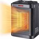 Space Heater for Indoor Use, 1500W PTC Ceramic Heater with Thermostat, Small Space Heater 2S Rapid Heating, 3 Modes, Electric Portable Heater with Safety Protection for Bedroom, Quiet Office (BLACK)