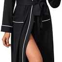 Ekouaer Womens Robe Long Bathrobe Lightweight Soft Knit Kimono Robes Ladies Casual Sleepwear Large