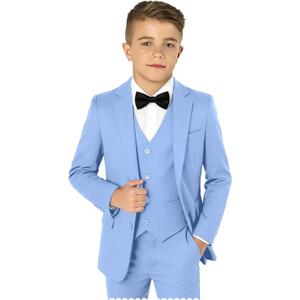 Boy Suits 5 Pieces Formal Suit Set with Adjustable Waist Kids Dress Suit for Wedding Prom 18