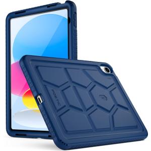 Poetic TurtleSkin case for New iPad (A16) 11th / 10th Generation (2025/2022), Heavy Duty Shockproof Kids Friendly Silicone Case Cover, Only Compatible with New iPad 11/10.9 Inch, Navy Blue