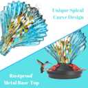 Seashell Shaped Hummingbird Feeder for OutdoorsHand Blown Glass Hummingbird Feeders for Outdoors Hanging with 4 Feeding Ports14 OZ Leak Proof Bird Feeder- Garden Decor Gifts for WomenBlue