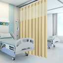 Flame Retardant Hospital Curtains Room Divider,Grommet Cubicle Curtains Divider Privacy Curtains for Hospital, Clinic, Lab(1 Panel, 5x8FT,Beige) (60"W x 96"L (Pack of 1))
