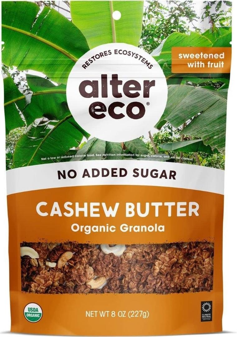 Alter Eco Cashew Butter Granola, Healthy, Organic Breakfast & Snack, Naturally Sweetened with Fruit, Vegan, No Artificial Sugars or Additives, Regeneratively-Farmed Oats (Cashew Butter - 1 Pack) (EXP 08/04/26)