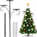 Black Triple Christmas Tree Topper, Candelabra Trees Topper Candle Holder, Light up Christmas Trees, Unique Tree Topper Base, Shelf for Christmas Tree (60cm / 23.6in)