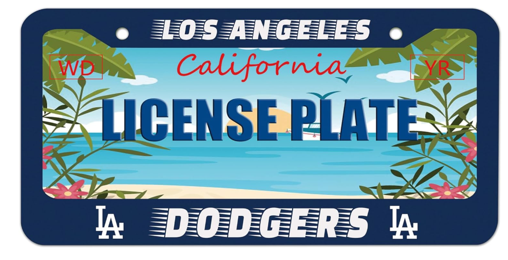 Dodgers Design License Plate Frame Los Angeles Baseball Team Decorative Stainless Steel Car License Plate Cover for Men Women Boys Girls Fans 12 X 6 Inch