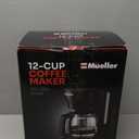 Mueller 12-Cup Drip Coffee Maker - Borosilicate Carafe, Auto-Off, Reusable Filter, Anti-Drip, Keep-Warm Function, Clear Water Level Window Coffee Machine, Kitchen Essentials & Accessories (Black)