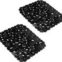 Kitchen Sink Mats, 2Pcs Adjustable Black PVC Sink Protector Mats for Stainless Steel Sink or Porcelain Sink, Dish Drying Mat for Bathroom Kitchen Sink Countertop, 15.8 x 12 inch