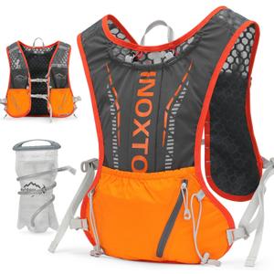 INOXTO Hydration Vest Backpack, Lightweight Water Running Vest Pack with 1.5L Water Bladder Bag Daypack for Hiking Trail Running Cycling Race Marathon for Women Men (Orange) One Size INOXTO Hydration Vest Backpack, Lightweight Water Running Vest Pack with 1.5L Water Bladder Bag Daypack for Hiking Trail Running Cycling Race Marathon for Women Men (Orange) One Size