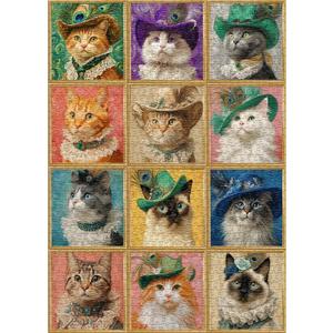 Cat Puzzles for Adults 1000 Pieces, Vintage Kitten Animals Jigsaw Puzzle, Kitty Retro Challenge Puzzle Collage for Cat Lovers