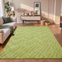 3x5 Green Washable Area Rug for Bedroom, Modern Geometric Shag Non-Slip Living Room Rugs, Fluffy Plush Soft Memory Foam Carpet for Kids Girls Boys Room Nursery Room Dorm Bedside Decor