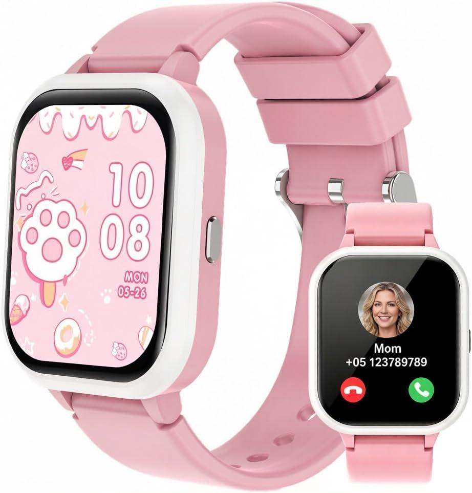 Pink Smart Watch for Girls, IP68 Youth Watch with 20+ Sports Modes, 1.8" Bluetooth Girls Fitness Tracker with APP, Heart Rate Sleep Monitor, Pedometer, Class Mode, 13 Alarms, Game, Teens Festival Gift