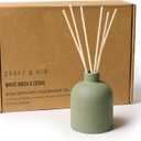 Craft & Kin Reed Diffuser for Home & Bathroom White Birch & Cedar Holiday Reed Diffuser Set with Fragrance Sticks, Long-Lasting Alcohol-Free Winter Scent, Earthenware Collection, 6.7oz