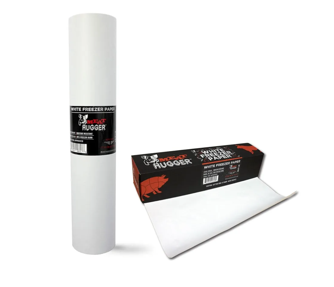Meat Hugger White Freezer Paper Roll - Poly Coated Moisture Resistant Freezer Paper for Meat Wrapping - Burn Resistant - 17.25 Inch x 175 Feet