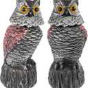 Owl Decoys to Scare Birds Away, 2 Pack BobbleHead Fake Owls Plastic Scarecrow Bird Deterrent, Nature Enemy Scarecrow Plastic Owl Statues, Garden Decor Statues for outside, Patio, Lawn, Yard Decoration