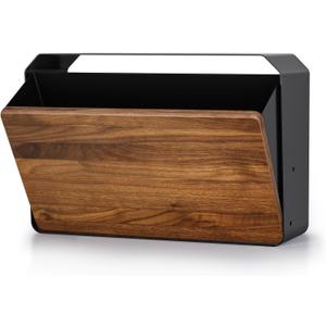 Wall-Mount Mailbox for House - Walnut & Galvanized Steel Rust-Proof Metal Post Box, Large Capacity, Easy to Install Wall Mount, Mailboxes for Outside House Porch, 15.8" x 9.2" x 6"