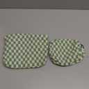 SOIDRAM 2 Pcs Checkered Makeup Bag Large Cosmetic Bag Toiletry Bag Makeup Pouch Travel Bag Organizer Cute Makeup Brushes Aesthetic Accessories Storage Bag for Women Green