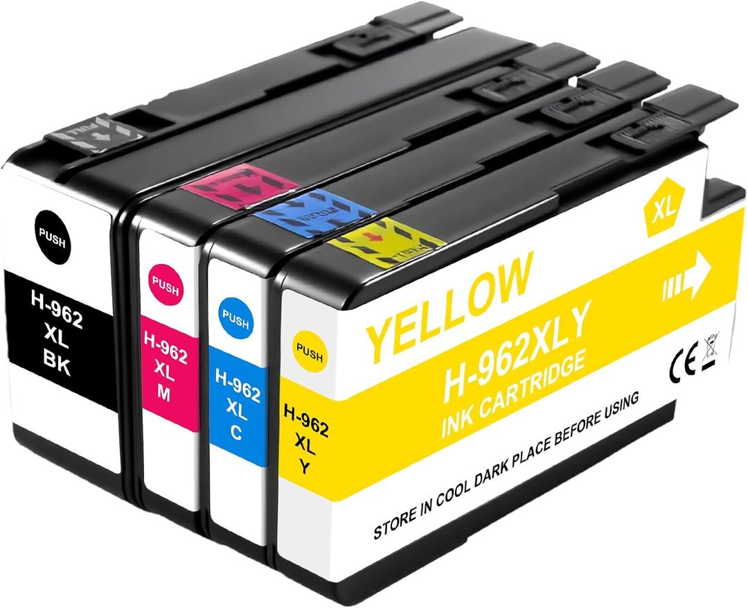 962XL Ink Cartridges Combo Pack Compatible for Ink 962XL Black and 962 Color 962XL/962 OfficeJet Pro 9010 Series 9020 9015 9018 9025 9012 9014 9016 9019 9022 9026 9027 Printer, 4 Pack BK/C/M/Y