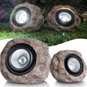 Candieslife Solar Rock Lights Outdoor Garden Waterproof - Super Bright LED Solar Spotlights, Solar Powered Landscape Path Decorative Garden Stone Lights for Pathway, Walkway, Yard, Patio (2 Pack)