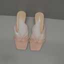 Women's Strappy Kitten Heels Square Open Toe Sandals Knotted 7