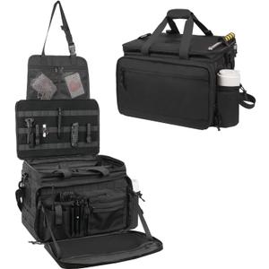 SCAVATA Patrol Bag Law Enforcement, Police Gear Car Front Seat Vehicle Organizer Bags with MOLLE System, Police Officer Duty Backpack, Multiple Storage Pockets Space, Black