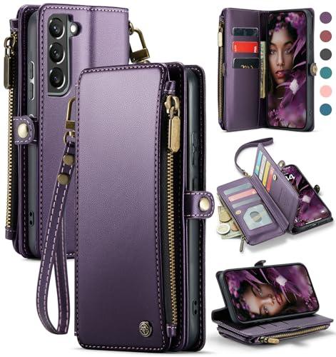 Defencase Compatible with Galaxy S21 FE 5G Case Wallet with RFID Blocking Card Holder for Women Men, PU Leather Magnetic Snap Flip Zipper Strap Phone Case Fit for Samsung Galaxy S21 FE 5G, Purple Defencase Compatible with Galaxy S21 FE 5G Case Wallet with RFID Blocking Card Holder for Women Men, PU Leather Magnetic Snap Flip Zipper Strap Phone Case Fit for Samsung Galaxy S21 FE 5G, Purple