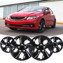 WOLFSTORM 15" Hubcaps for Honda Civic Sedan 2013-2015, Honda Civic Coupe 2013 Steel Wheel, R15 Car Hubcaps Bolt-On Installation 15 Inch Wheel Rim Cover Set of 4, Black Lacquer