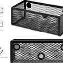 Amazon Basics Magnetic Storage Baskets, Mesh Organizers for Office Supplies and Workspace, 6" x 2.5" x 2.2", Black, 3-Pack