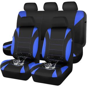 CAR PASS Neoprene Wetsuit Seat Covers, Waterproof Car Seat Covers Full Sets with 5mm Composite EVA, Universal Fit for Car Sedan, SUV Trucks Anti Slip with Airbag Compatible(Black Blue
