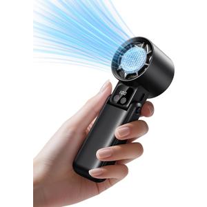 Portable Handheld Fan with Ice Cooler, 5 Gear Wind,Hand Fans with 15000RPM Air Turbo Tech, 3-in-1 Foldable Fans,Digital Display, Rechargeable, Small Portable Fan for Travel,Hiking,Beach,Office